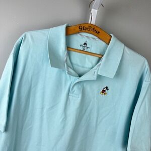 Disney Parks Mickey Mouse Pique Polo Shirt Mens XXL‎ Light Blue 100% Cotton